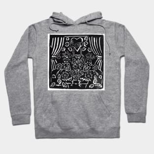 Flower Scene, Black & White Hoodie